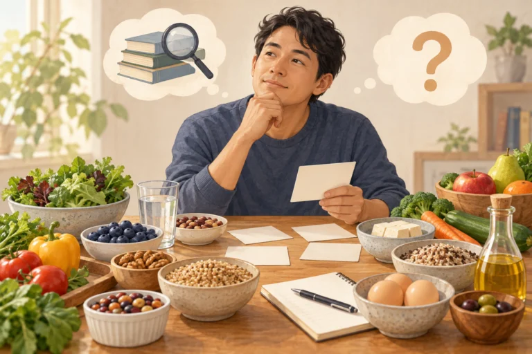 AI概念示意：阅读饮食资料与准备问题，非实拍、非医疗建议。