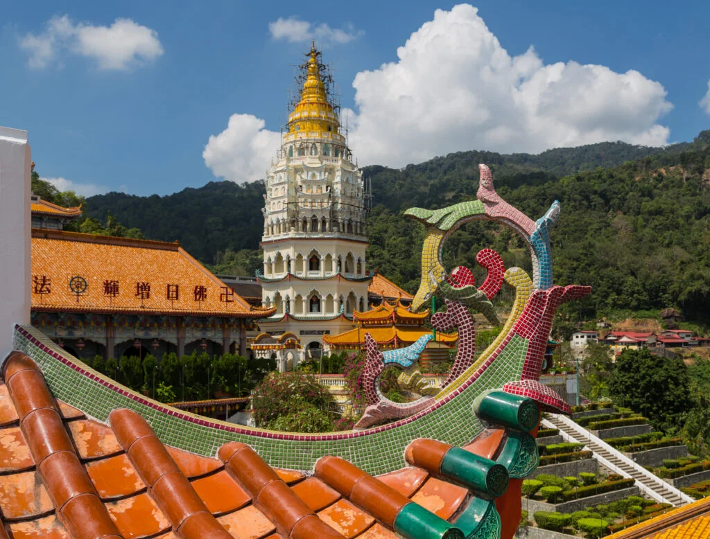 Kek Lok Si Temple pagoda and roof ornament in Ayer Itam, Penang